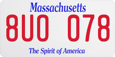 MA license plate 8UO078