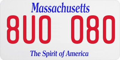 MA license plate 8UO080