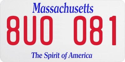 MA license plate 8UO081