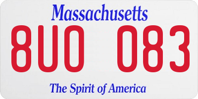 MA license plate 8UO083