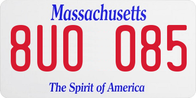 MA license plate 8UO085