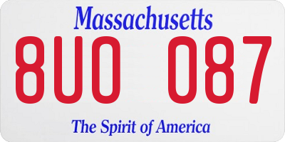 MA license plate 8UO087