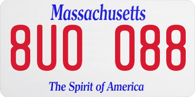 MA license plate 8UO088