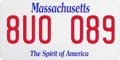 MA license plate 8UO089