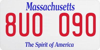 MA license plate 8UO090