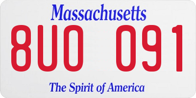 MA license plate 8UO091