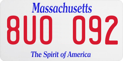MA license plate 8UO092