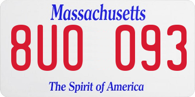 MA license plate 8UO093