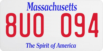 MA license plate 8UO094