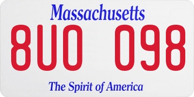 MA license plate 8UO098