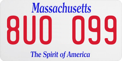 MA license plate 8UO099