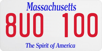MA license plate 8UO100
