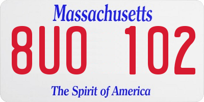 MA license plate 8UO102