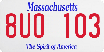 MA license plate 8UO103