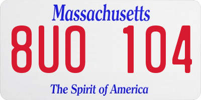 MA license plate 8UO104