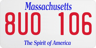 MA license plate 8UO106