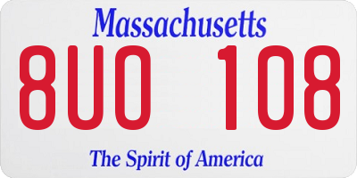 MA license plate 8UO108