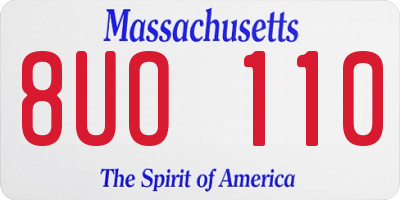 MA license plate 8UO110