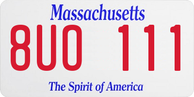 MA license plate 8UO111