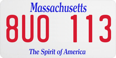 MA license plate 8UO113