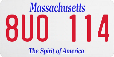 MA license plate 8UO114