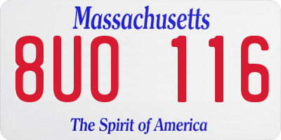 MA license plate 8UO116