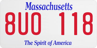 MA license plate 8UO118