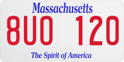 MA license plate 8UO120