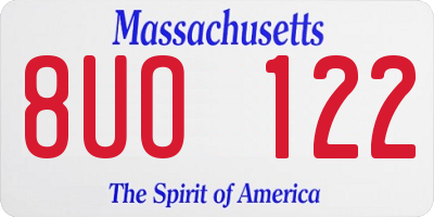 MA license plate 8UO122