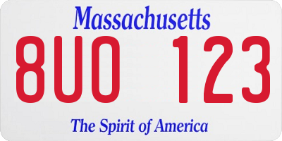 MA license plate 8UO123