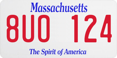 MA license plate 8UO124