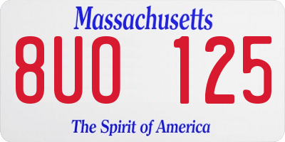 MA license plate 8UO125