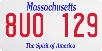 MA license plate 8UO129