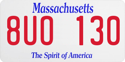 MA license plate 8UO130