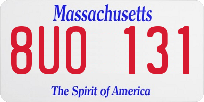 MA license plate 8UO131