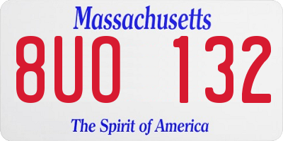 MA license plate 8UO132