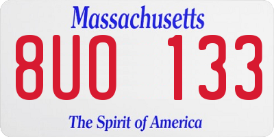 MA license plate 8UO133