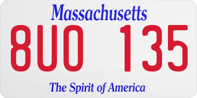 MA license plate 8UO135