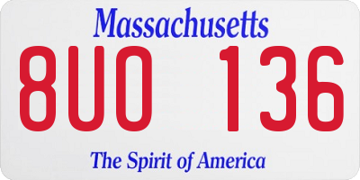 MA license plate 8UO136