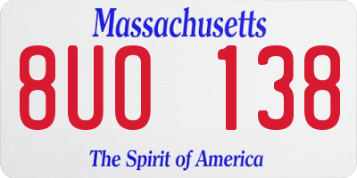 MA license plate 8UO138