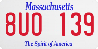 MA license plate 8UO139
