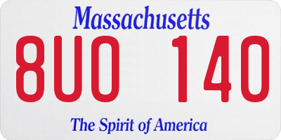 MA license plate 8UO140