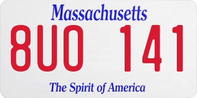 MA license plate 8UO141