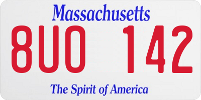 MA license plate 8UO142