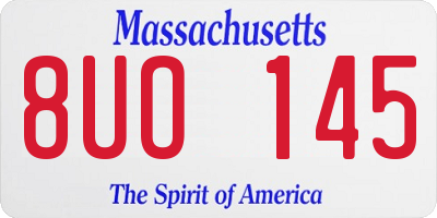 MA license plate 8UO145