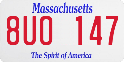 MA license plate 8UO147