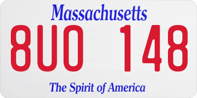 MA license plate 8UO148