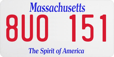 MA license plate 8UO151