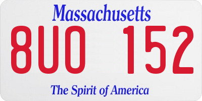 MA license plate 8UO152
