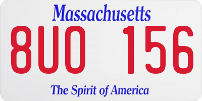 MA license plate 8UO156